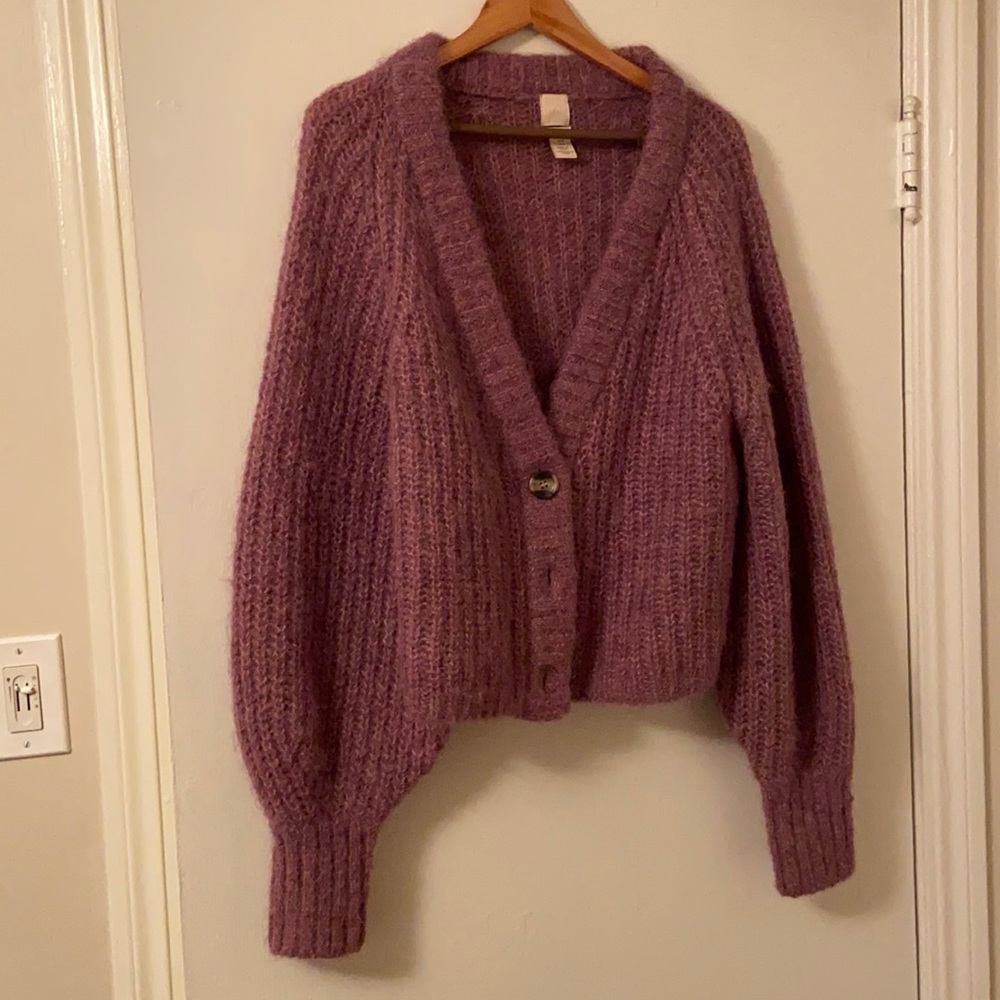Alpaca balloon sleeve cardigan